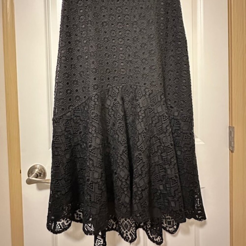 Designer Black Lace Midi Skirt